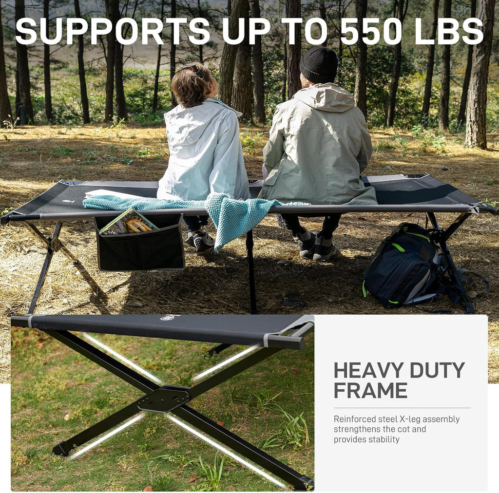 EVER ADVANCED Extra Wide Camping Cot for Adults Oversized XXL Sleeping Cots Folding Cot Bed with Carry Bag, 84.3" L x 41.9" W, Support to 550 lbs