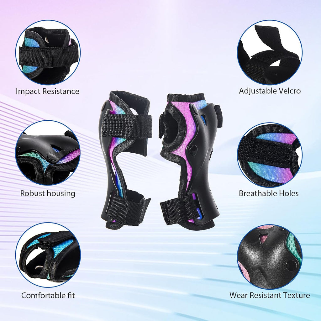 Skateboard Pads for Kids,Elbow Pads and Wrist Guards Protective Gear,Strong Double Straps&Adjustable Easy-Fix Clips for Skateboarding,Rollerblading,Scooters,Bicycle