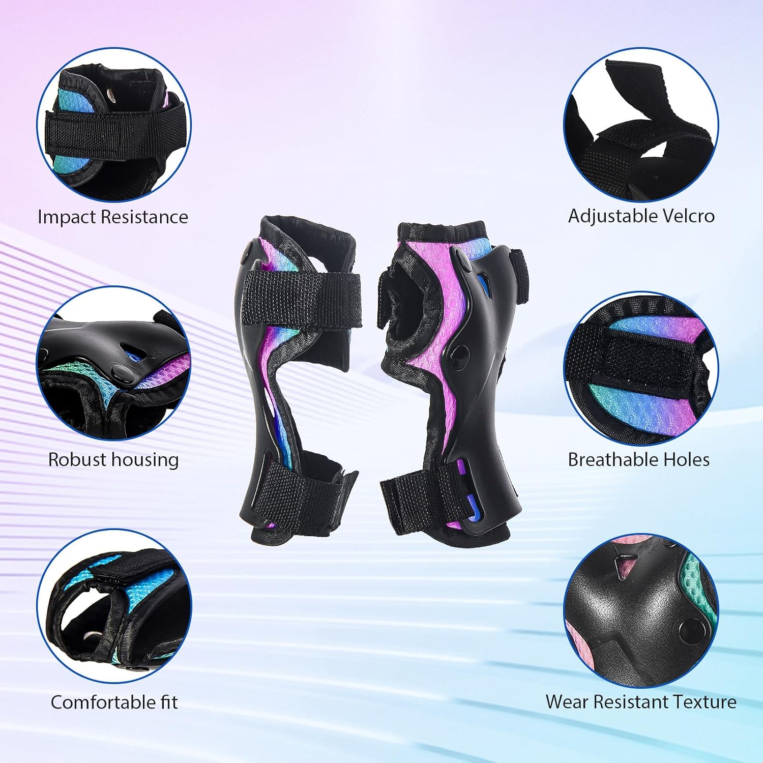 Skateboard Pads for Kids,Elbow Pads and Wrist Guards Protective Gear,Strong Double Straps&Adjustable Easy-Fix Clips for Skateboarding,Rollerblading,Scooters,Bicycle