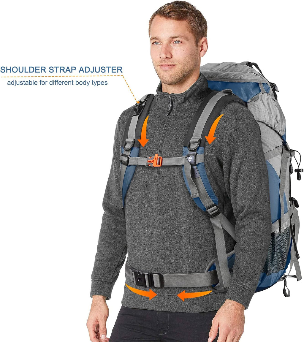 Loowoko 50L Hiking Backpack with Rain Cover for Both Men & Women