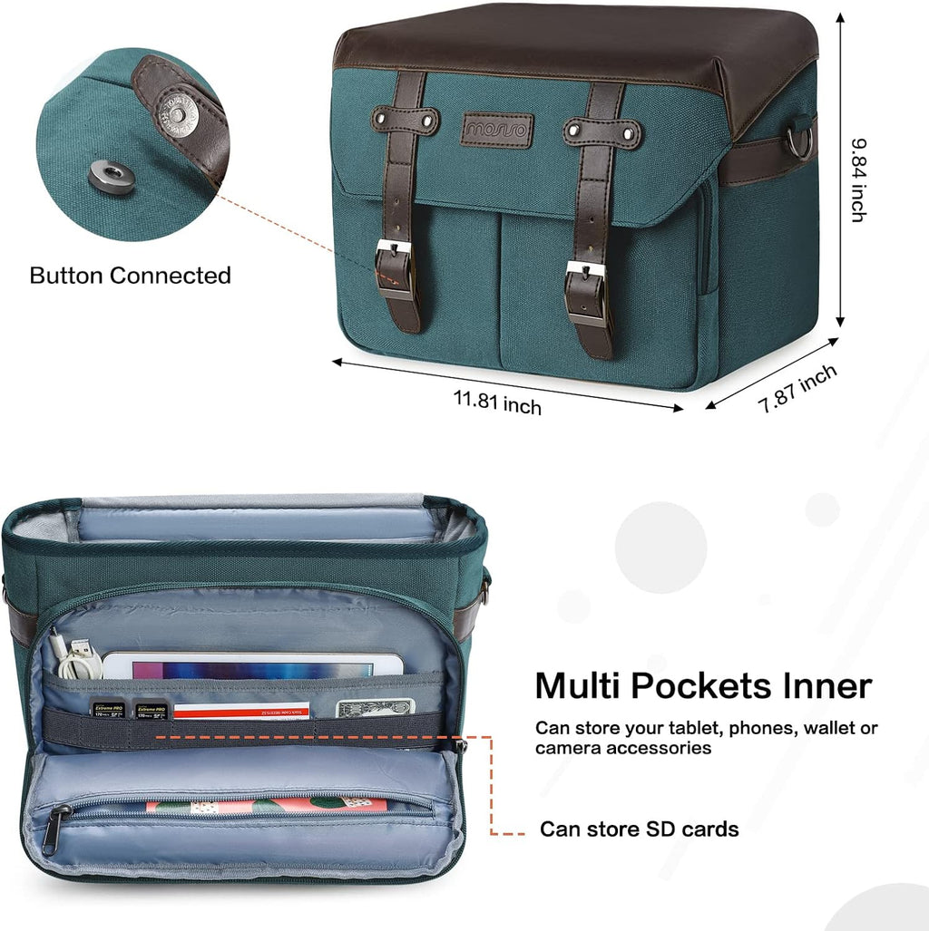 MOSISO Camera Case Crossbody Shoulder Messenger Photography Bag, Teal Green