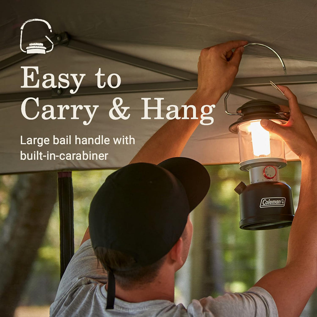 Coleman Classic Rechargeable LED Lantern, Impact & Water-Resistant Lantern with Carabiner Handle & Charging Ports, Great for Camping, Power Outage, Emergencies, & More
