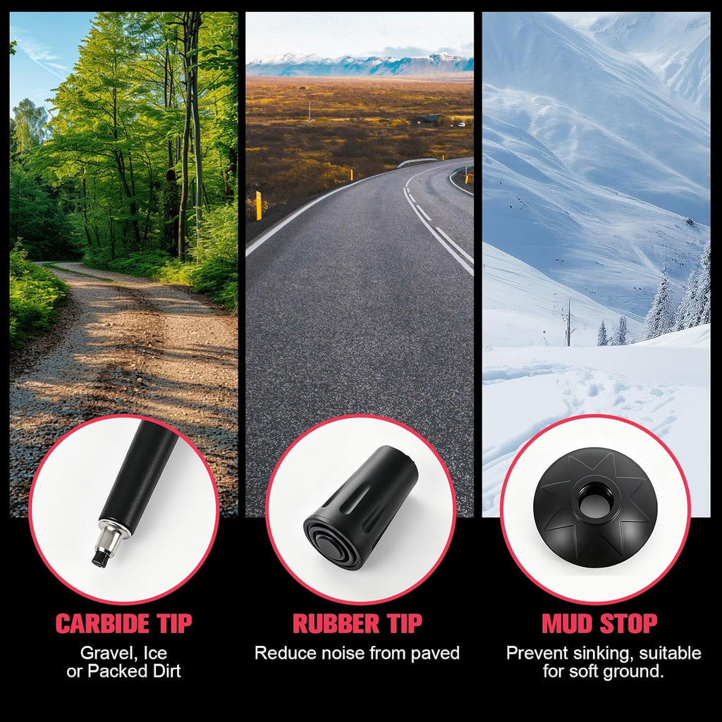 Hiking Trekking Poles, 2 Sticks with Anti-Shock and Quick Lock System， Ultralight, Telescopic, Collapsible，for Backpacking, Camping, Mountaineering, Trail Running, Snowshoeing, Men Women