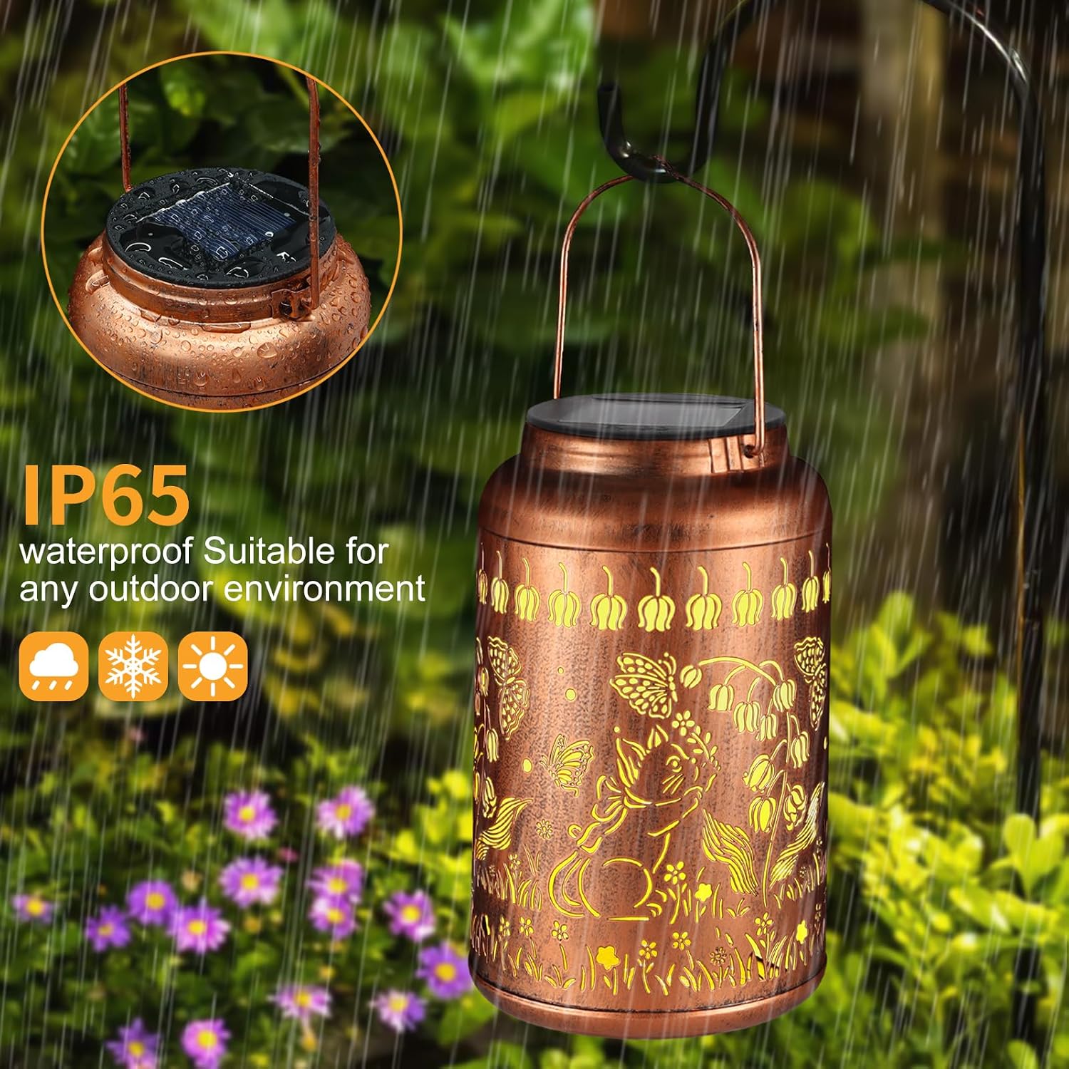 2 Pack Cats Solar Lanterns Outdoor Waterproof Garden Decor