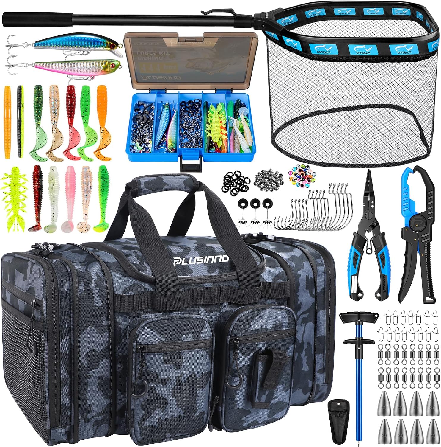 PLUSINNO Tackle Bag - Expandable Fishing Bag for Saltwater & Freshwater - Water Resistant Fishing Gear Shoulder Bag For Men, All-purpose Carrying Bags for Outdoors