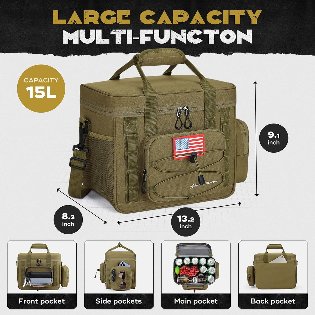 Maelstrom Tactical Lunch Box for Men, Cooler Bag with Detachable MOLLE Bag