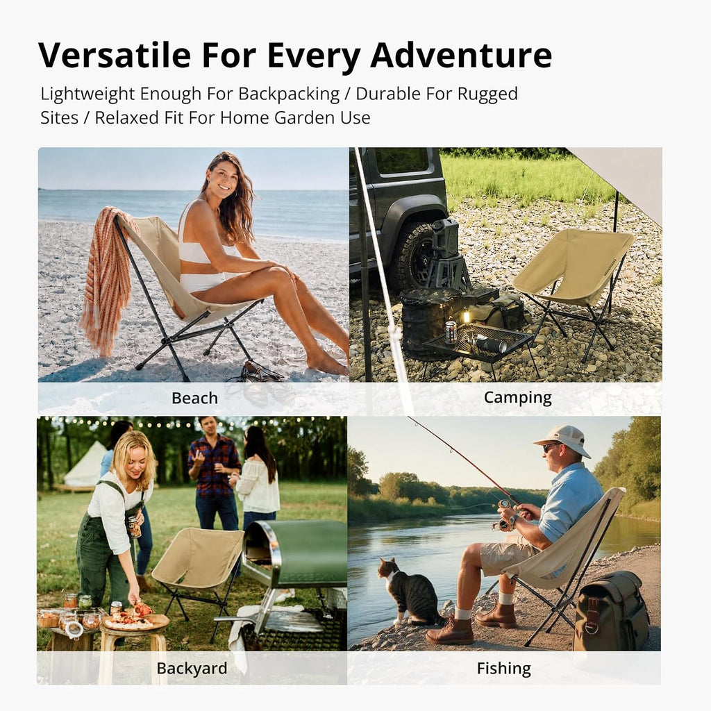 CAMEL CROWN Portable Camping Chair Lightweight Compact Folding Chair Mesh for Outdoor Camp Travel Beach Picnic Festival Hiking Backpacking (Brown, 1 Pack)