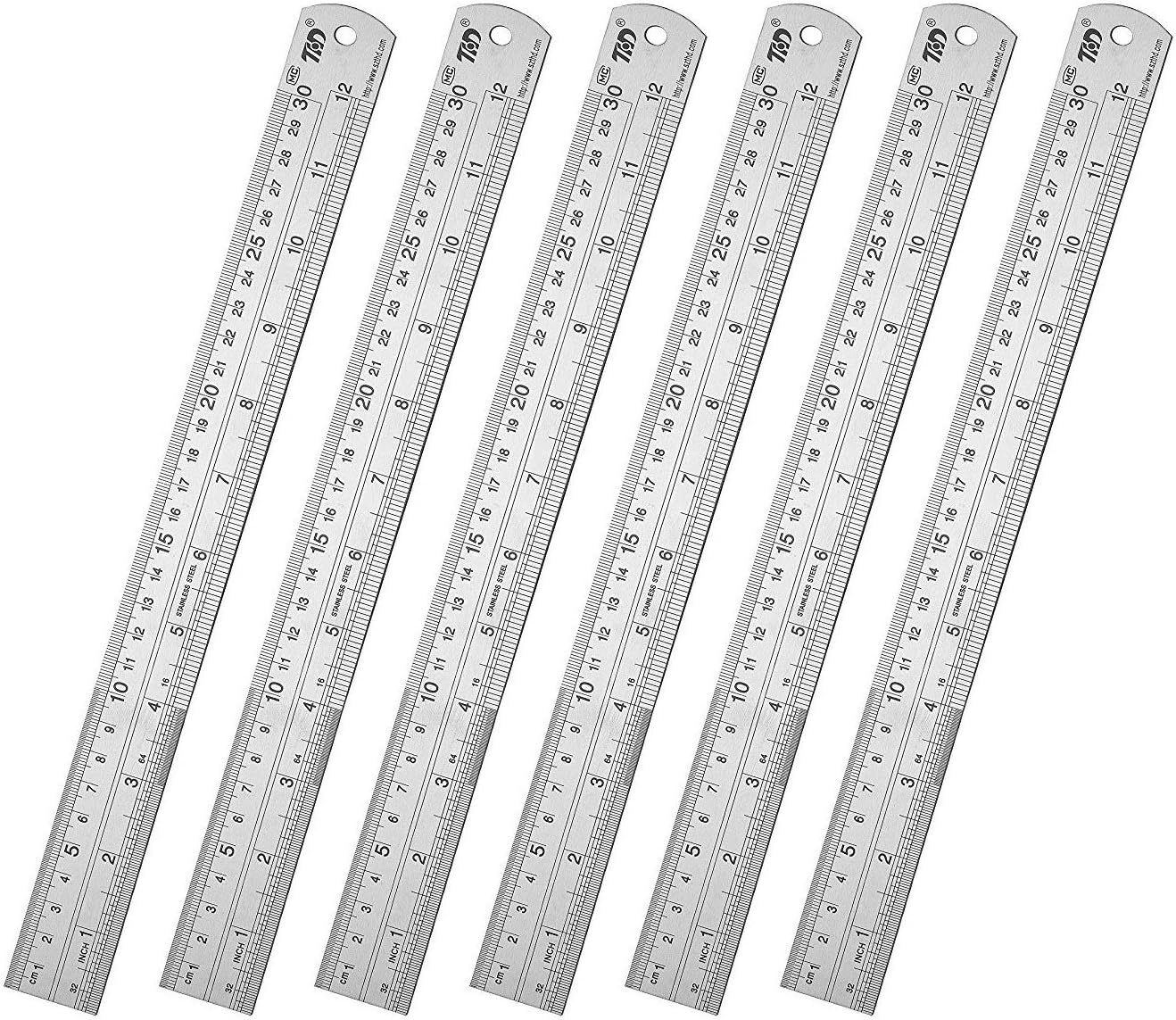 ZZTX Metal Ruler 12 Inches Stainless Steel 6 Pack