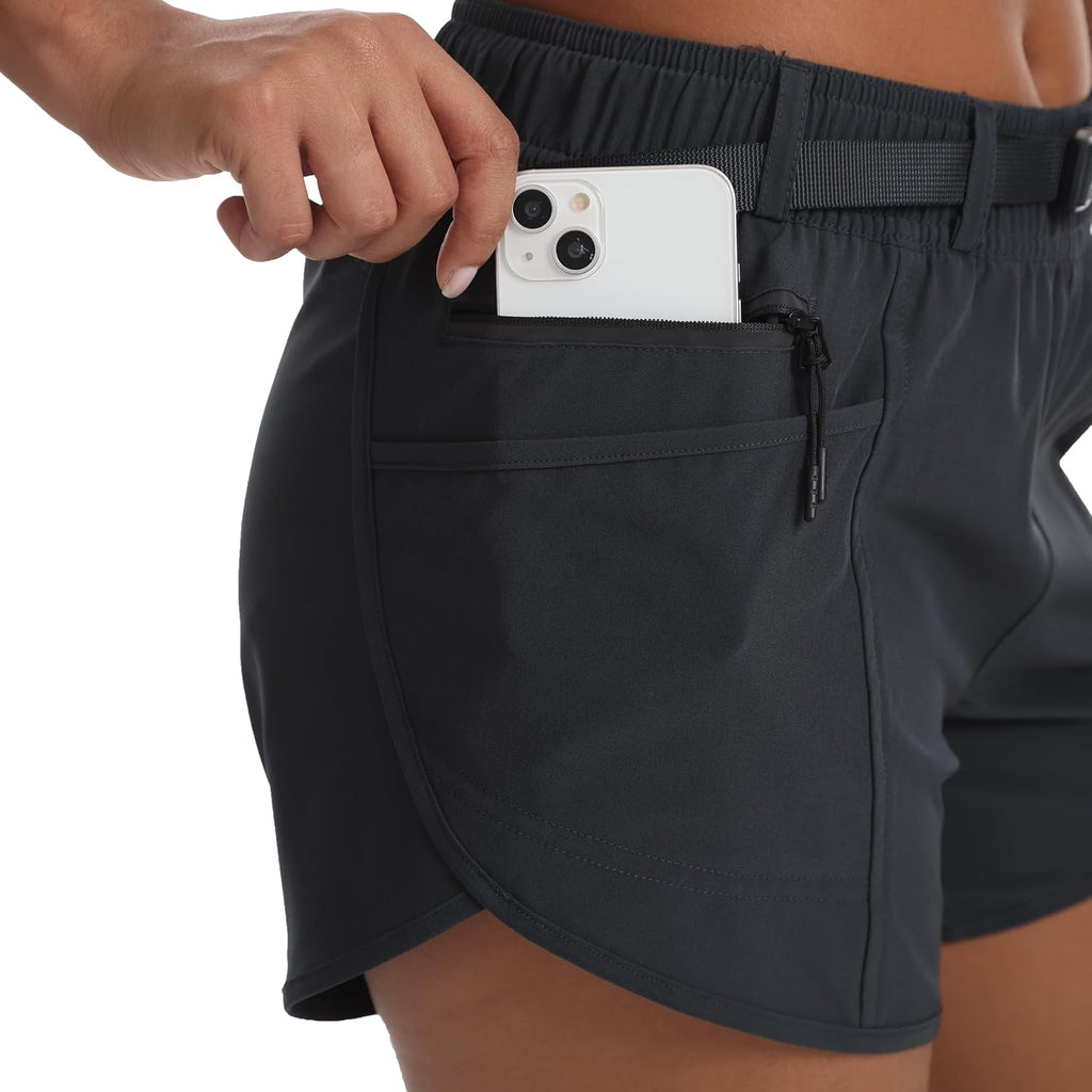 Women's Athletic Hiking Shorts with Liner Quick-Dry Workout Running Shorts