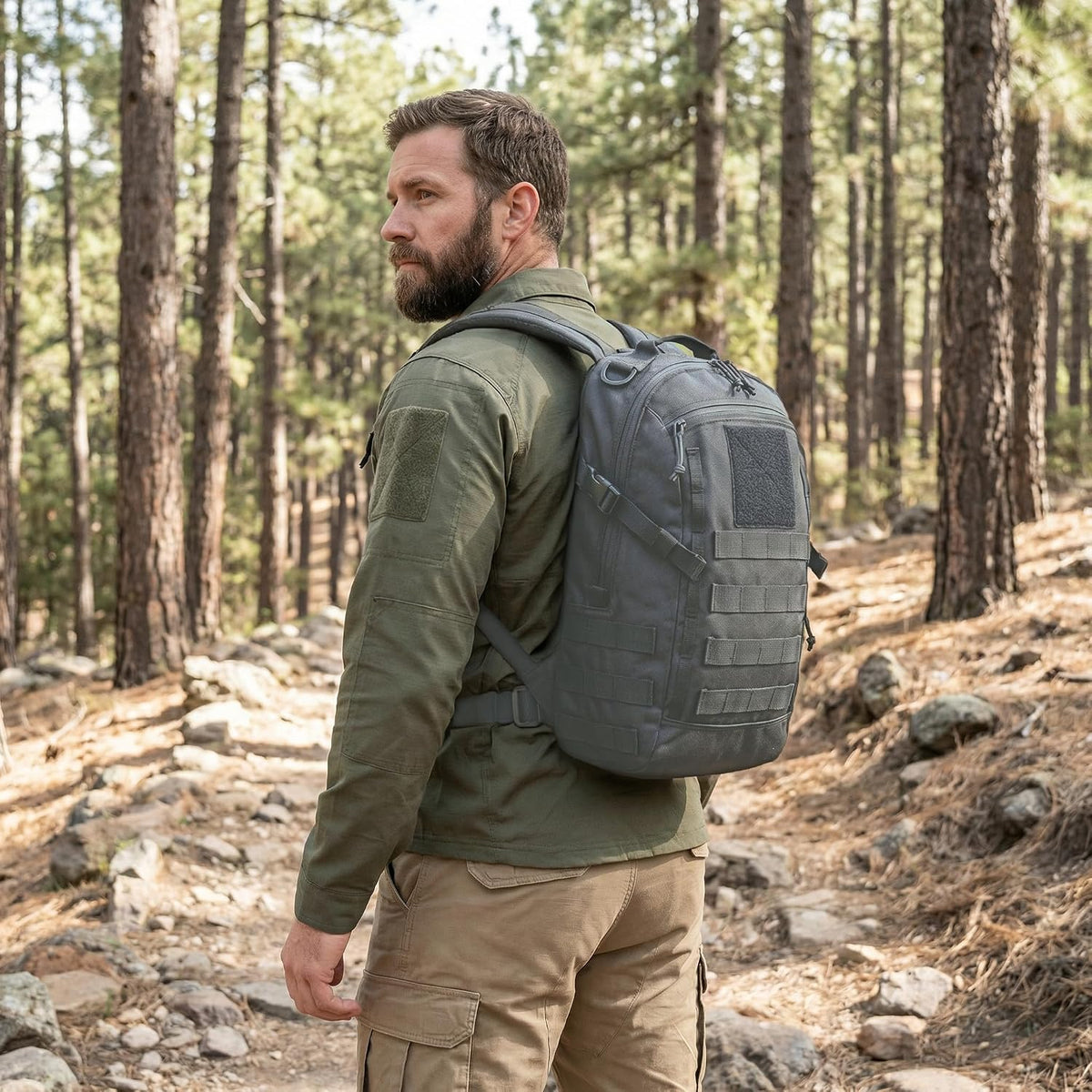 Small Tactical Hiking Backpack, 12L MOLLE Bookbag Daypack for Travel