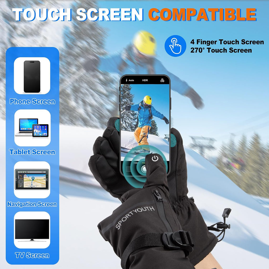 SPORTYOUTH Winter Gloves for Men Women, 3M Thinsulate Thermal Insulation