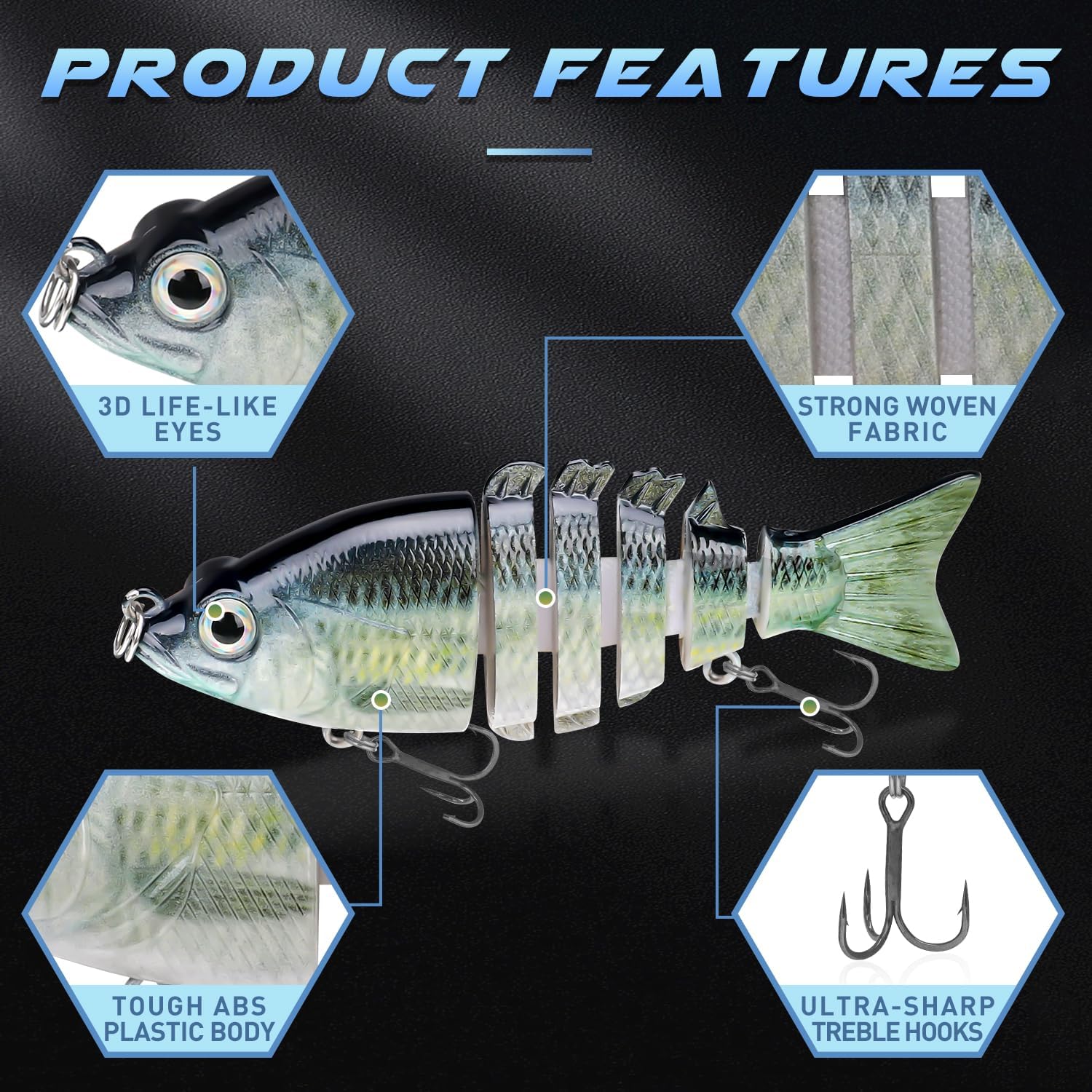 GOTOUR Jointed Swimbaits, Easy Catch Fishing Lures for Bass Trout Crappie