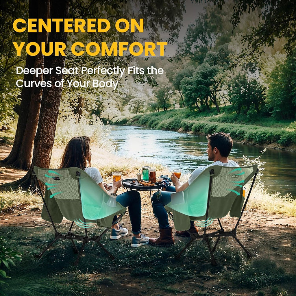 Overmont Ultralight Portable Camping Chair- Lightweight Folding Backpacking Chair, Support up to 330Lbs Compact Beach Chair for Adults with Carry Bag for Backpack Hiking Fishing Outdoor Camp Travel