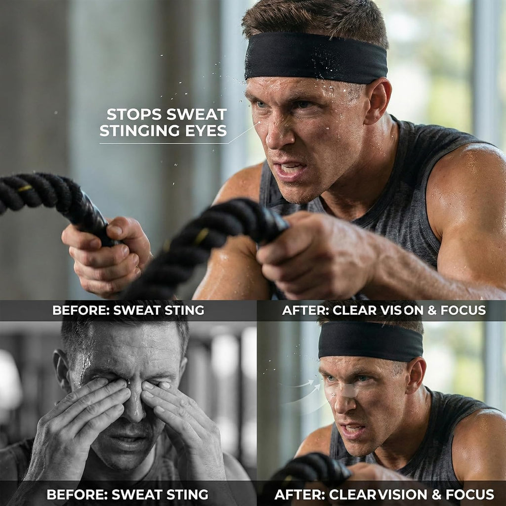 Acozycoo Headbands for Men,5 Pack Mens Moisture Wicking Workout Sweatband