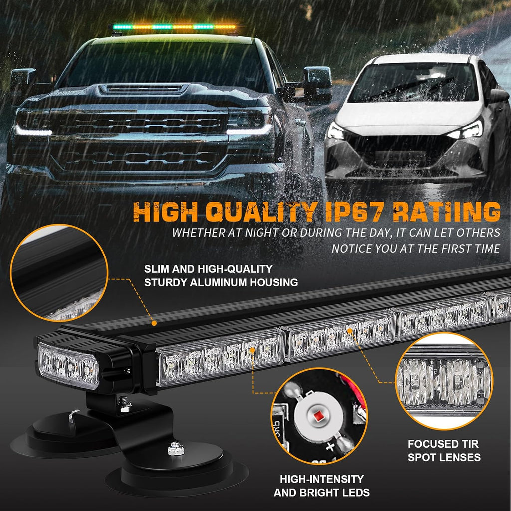 XRIDONSEN 28.4" 80 LED Roof Strobe Light Bar Rooftop Magnetic Lights