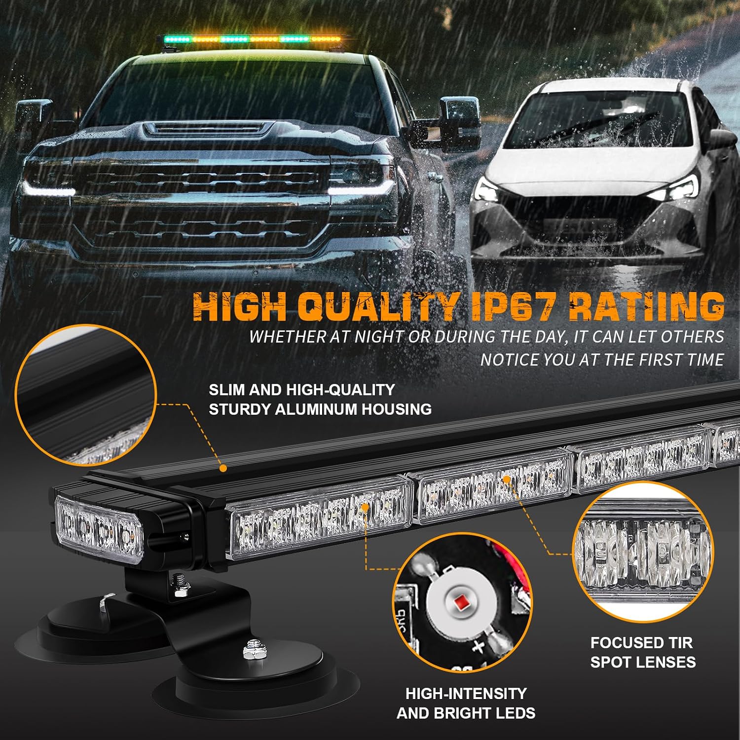 XRIDONSEN 28.4" 80 LED Roof Strobe Light Bar Rooftop Magnetic Lights