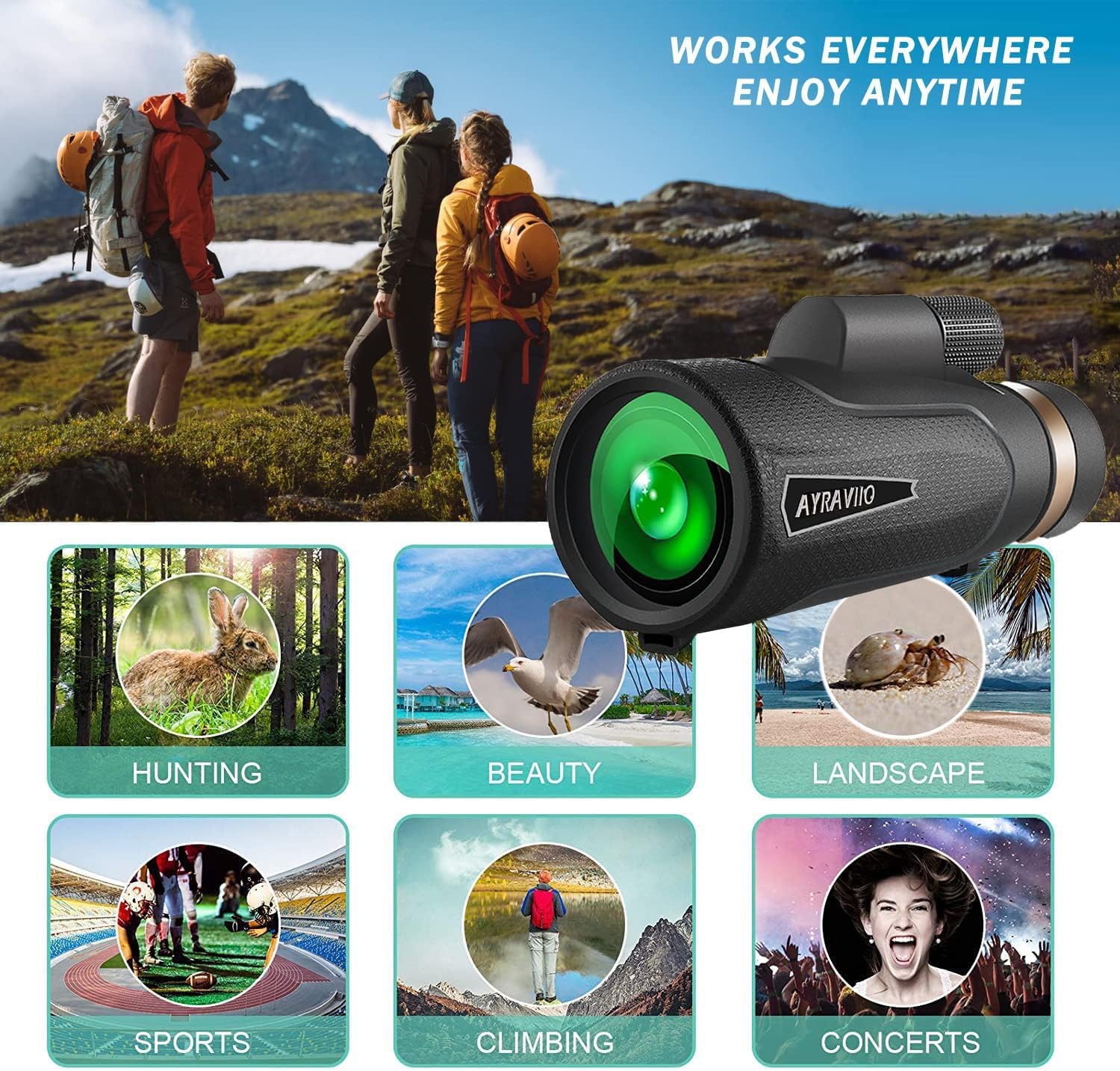 Birthday Gifts for Men Dad Husband Teen, 12x60 Monocular for Outdoor Hiking