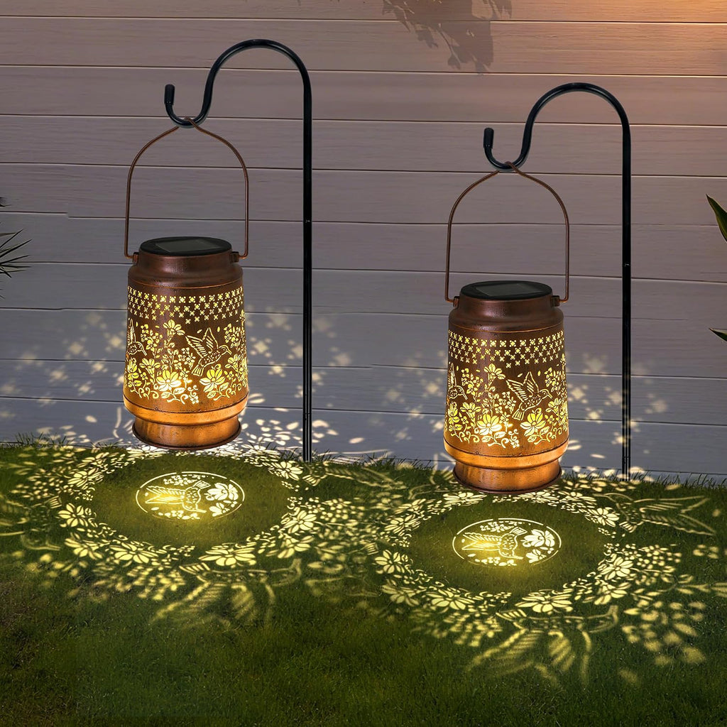Hummingbird Solar Lantern - Outdoor Decorative Solar Lanterns for Garden, Patio, Backyard, and Porch - Waterproof Hanging Lantern for Outside - Perfect Gifts for Women
