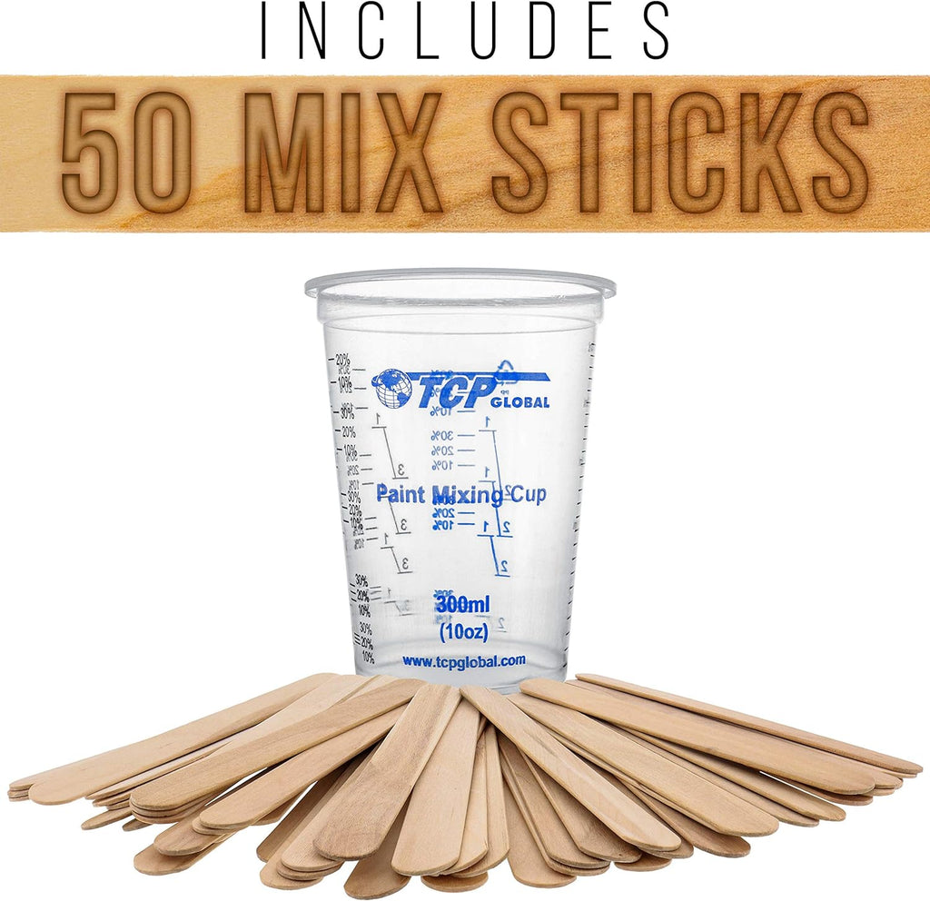 TCP Global 10 oz. (300ml) Graduated Plastic Mixing Cups - Box of 50