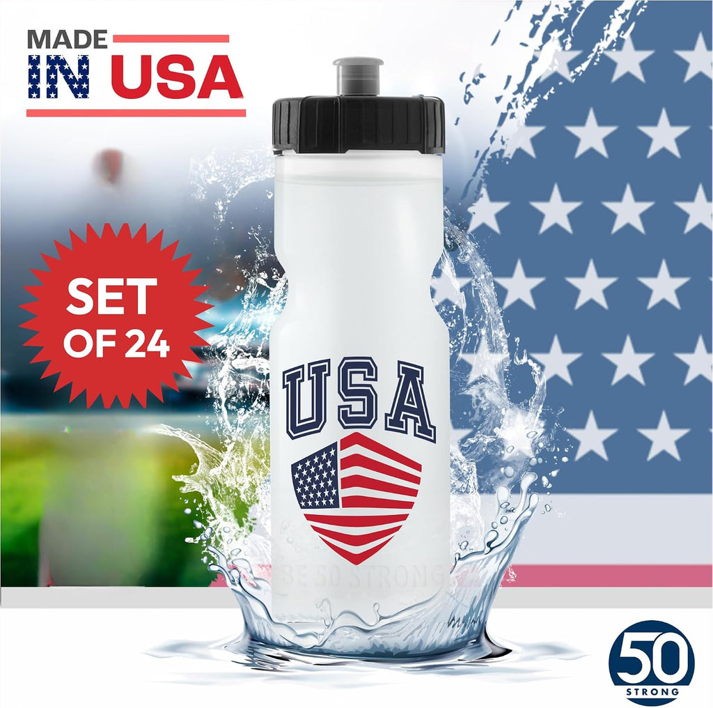 50 Strong | Custom Water Bottles, 24-Pack, 22 oz, Personalized, Logo Ready
