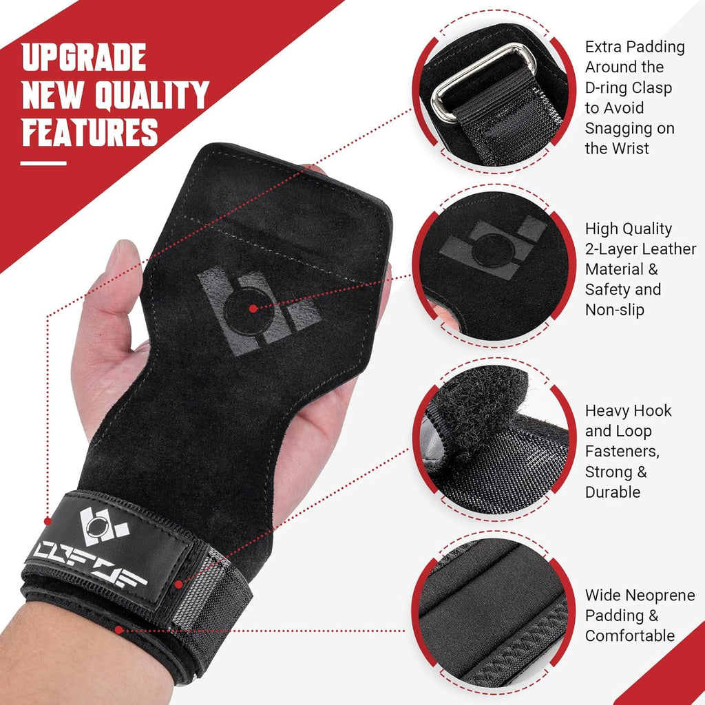 Weight Lifting Wrist Strap, Double-Layer Leather for Deadlift Powerlifting