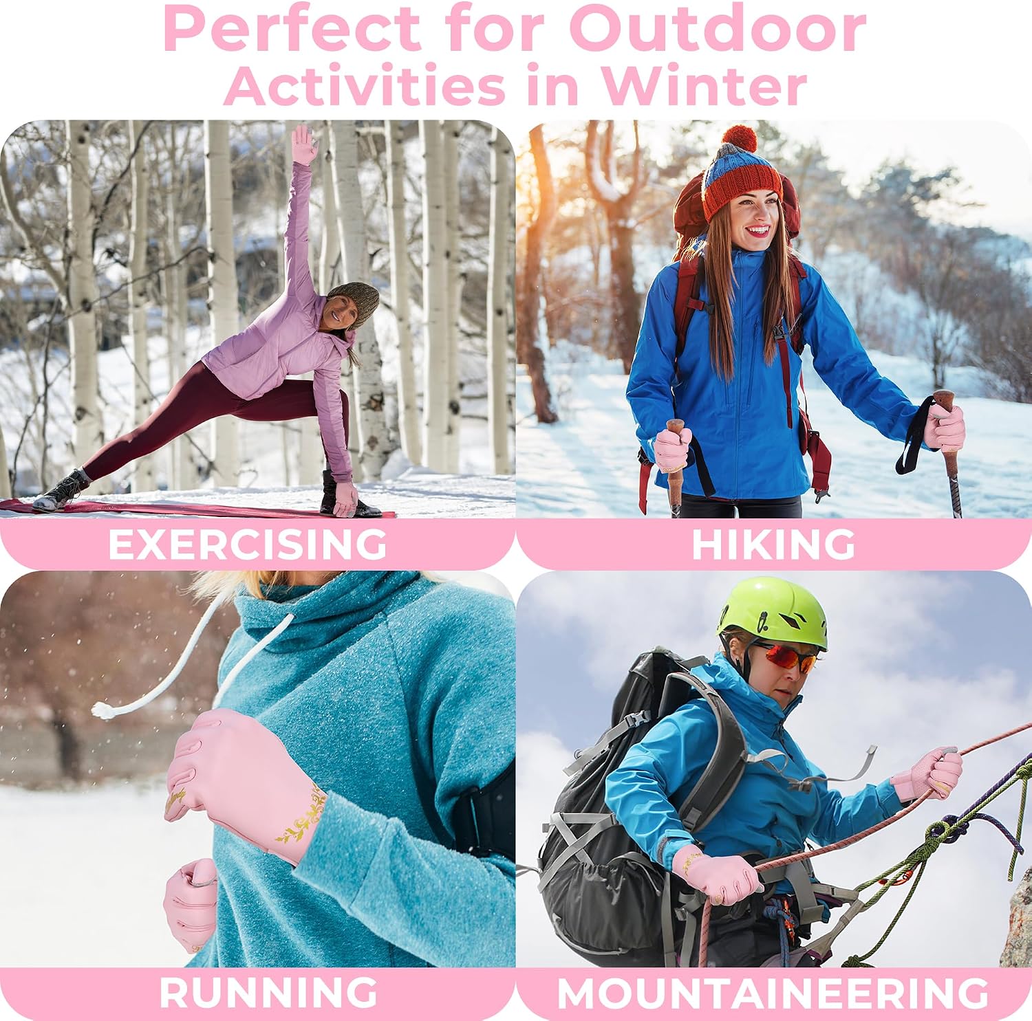 HANDLANDY Lightweight Running Gloves for Women & Men, Touchscreen Gloves with Fleece Lining & Anti-Slip Grip for Cycling, Biking, Commuting & as a Ski Glove Liner