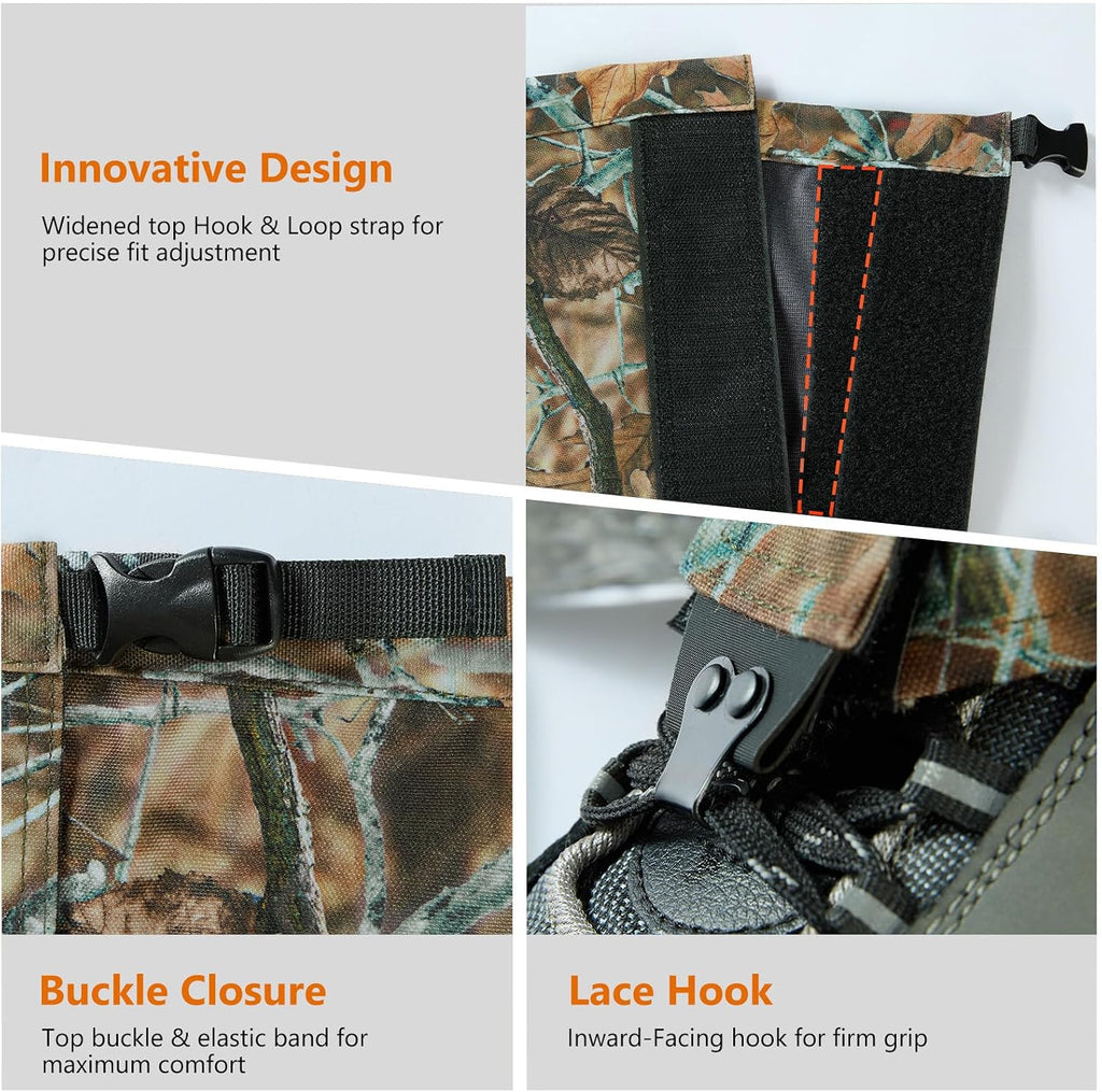 BASSDASH Waterproof Hunting Leg Gaiters, Camo Lightweight Boot Gaiters