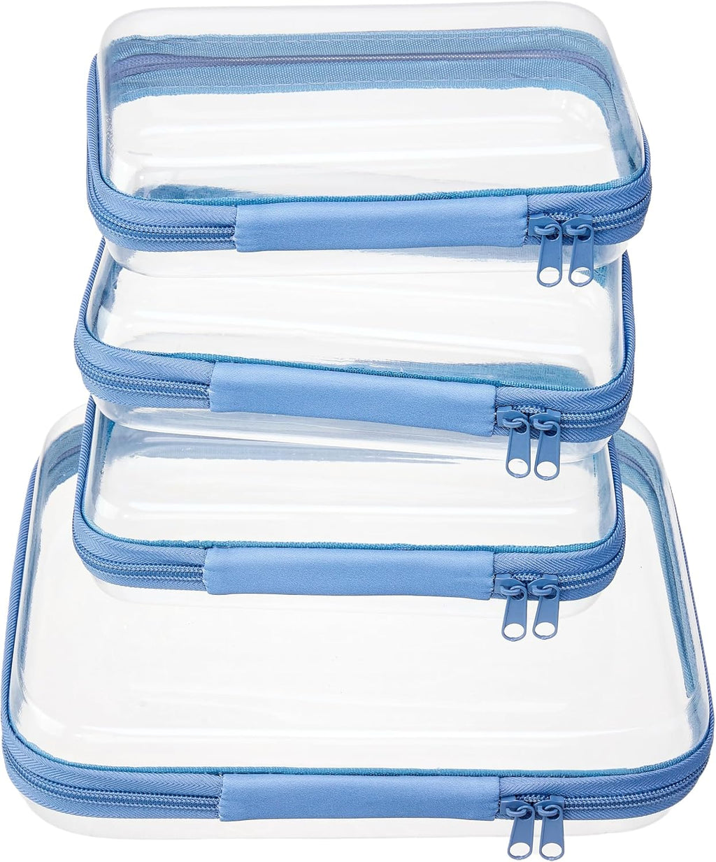 4 pcs Clear Zipper Pouches,Hard Shell Zipper Case, Toiletry Bag for Travel
