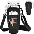 Initial Water Bottle Holder with Strap for Stanley Cup Accessories 40 oz/Simple Modern Tumbler, Birthdays for Women Girls, Water Bottle Carrier Bag with Phone Pocket,Hiking Walking Gym Camping