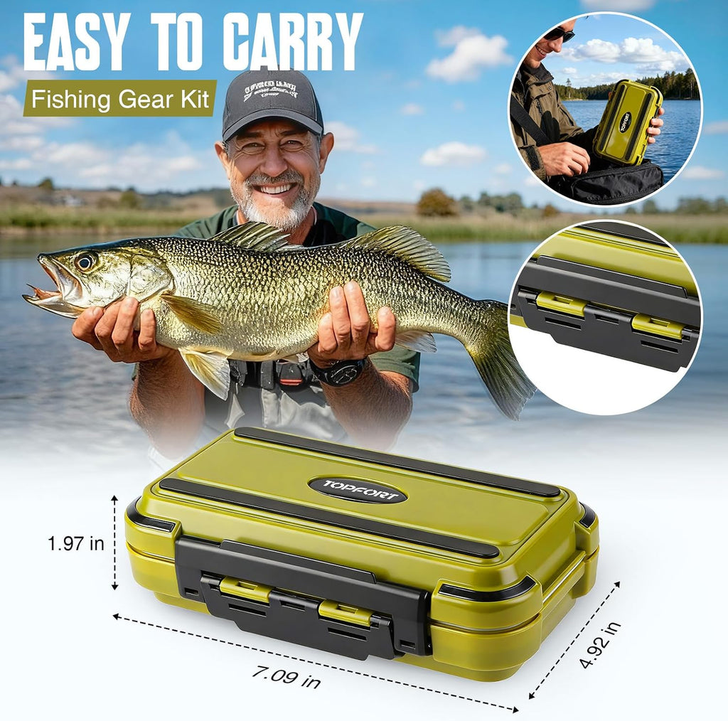 TOPFORT 187/343pcs Fishing Accessories Kit, Organized Fishing Tackle Box with Tackle Included, Fishing Hooks, Fishing Weights Sinkers, Fishing Gear and Equipment, Fishing Gift for Men