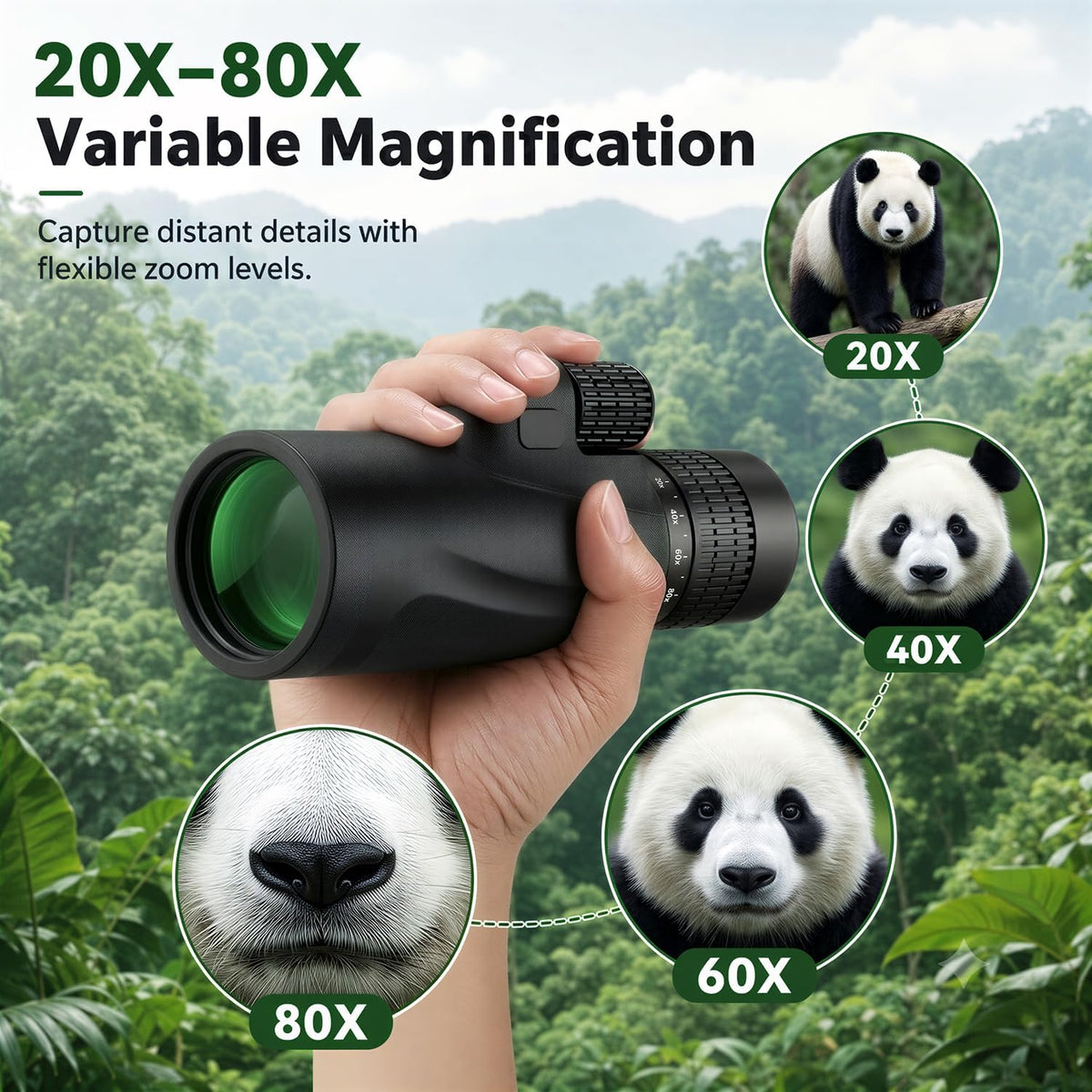 Monocular-Telescope 80x100 High Powered Monoculars High Definition for Adults High Powered with Smartphone Adapter Telescope Bird Watching Travel Camping Hiking