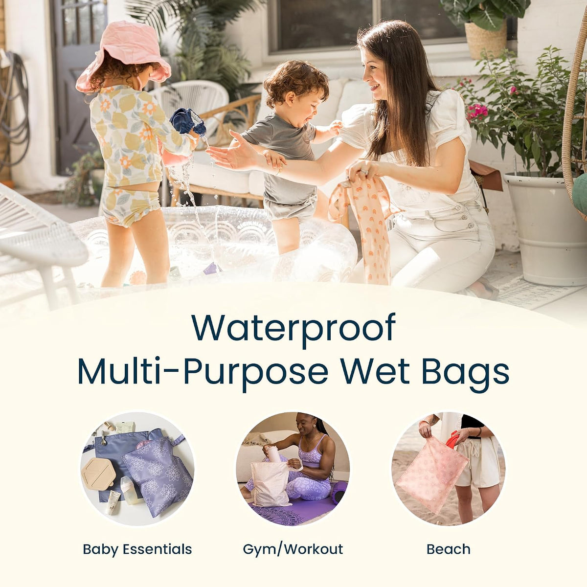Tiny Twinkle Mess Proof Wet Bags | 1-Pack Reusable Waterproof Wet Bags for Swimsuits | Baby Clothes | Travel & Diaper Bag (Sage Checkers)