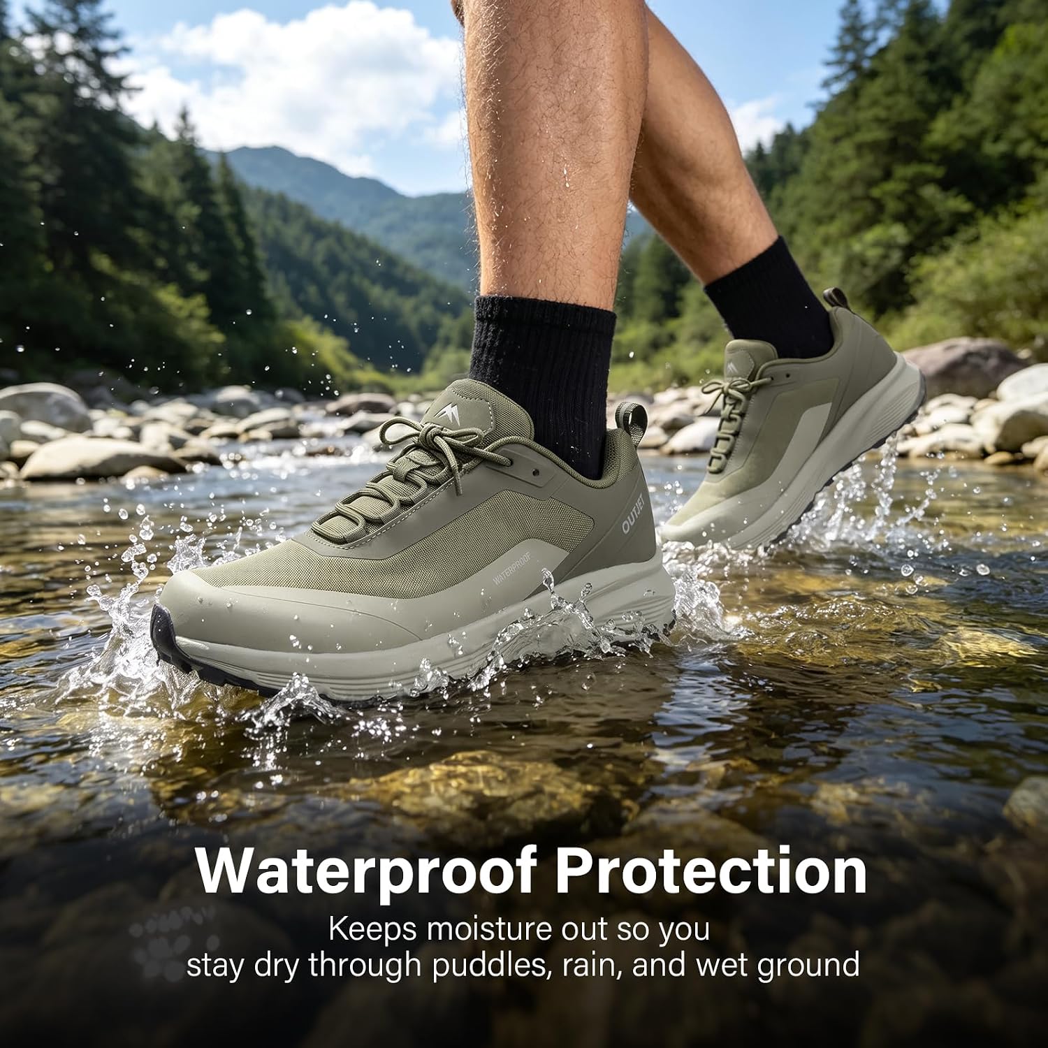 Men's Waterproof Hiking Shoes Lightweight Breathable Anti Slip Outdoor Shoes