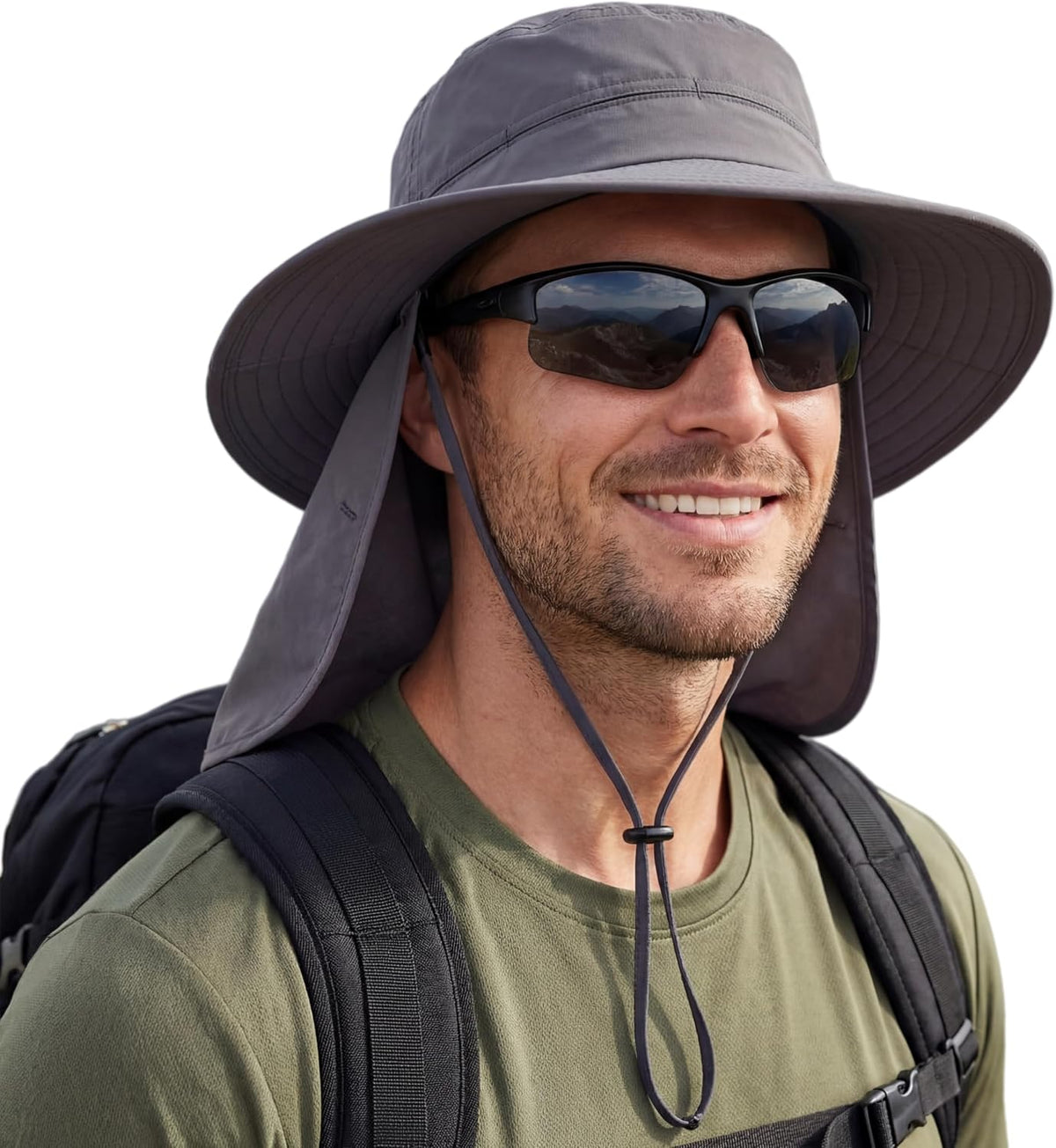 Connectyle Wide Brim Sun Hat for Men Women UPF 50+ Breathable Fishing Hat with Neck Flap Outdoor Hiking Safari Bucket Hats