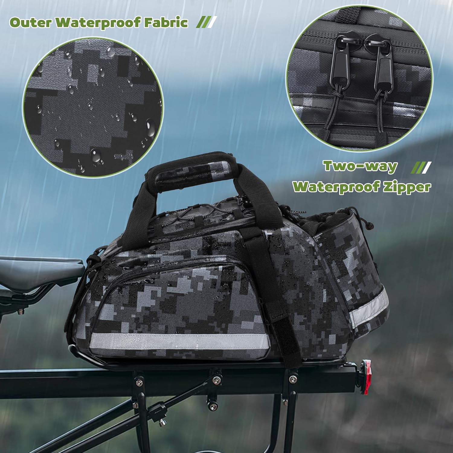 GRAOSO Bike Rear Rack Bag with Cooler Bag, Pannier Bags for Bicycles, 12L