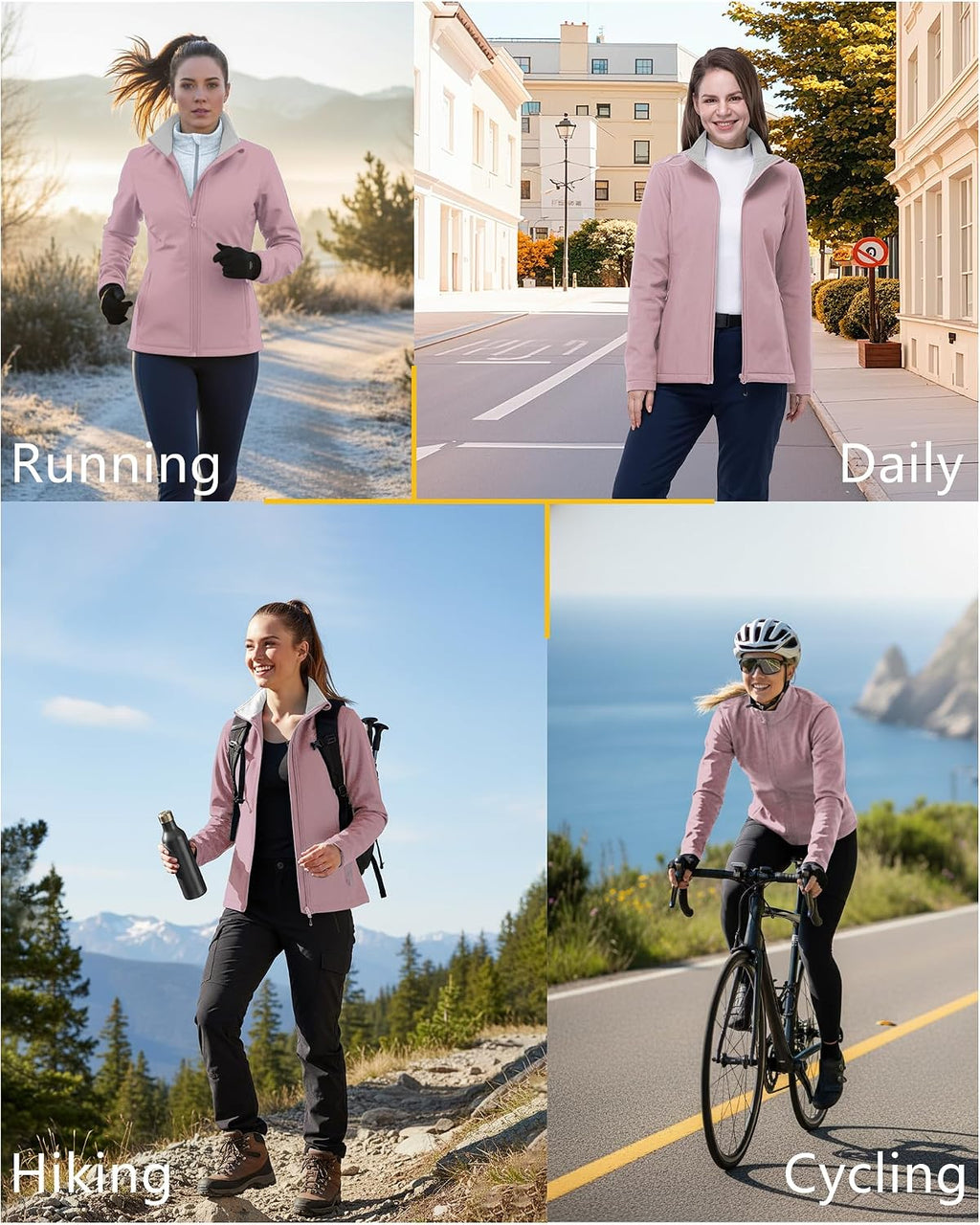 33,000ft Women's Waterproof Softshell Jacket Lightweight Fleece Lined Coat