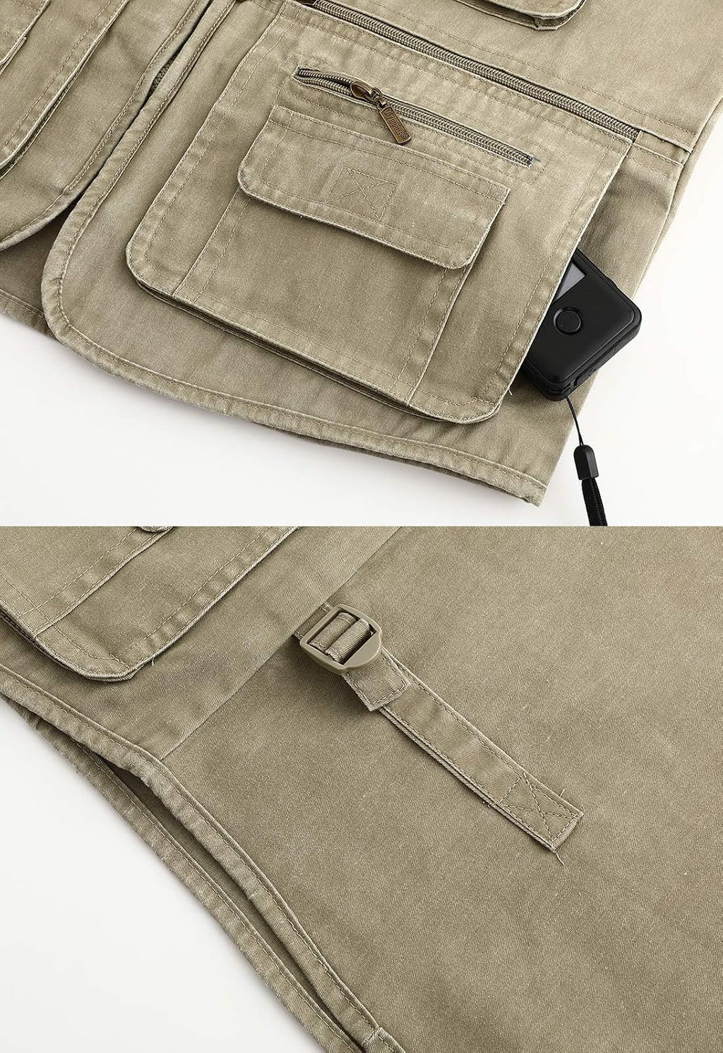Spanye Mens Safari Travel Photo Vest Outdoor Fishing Multi Pocket Jacket Beige