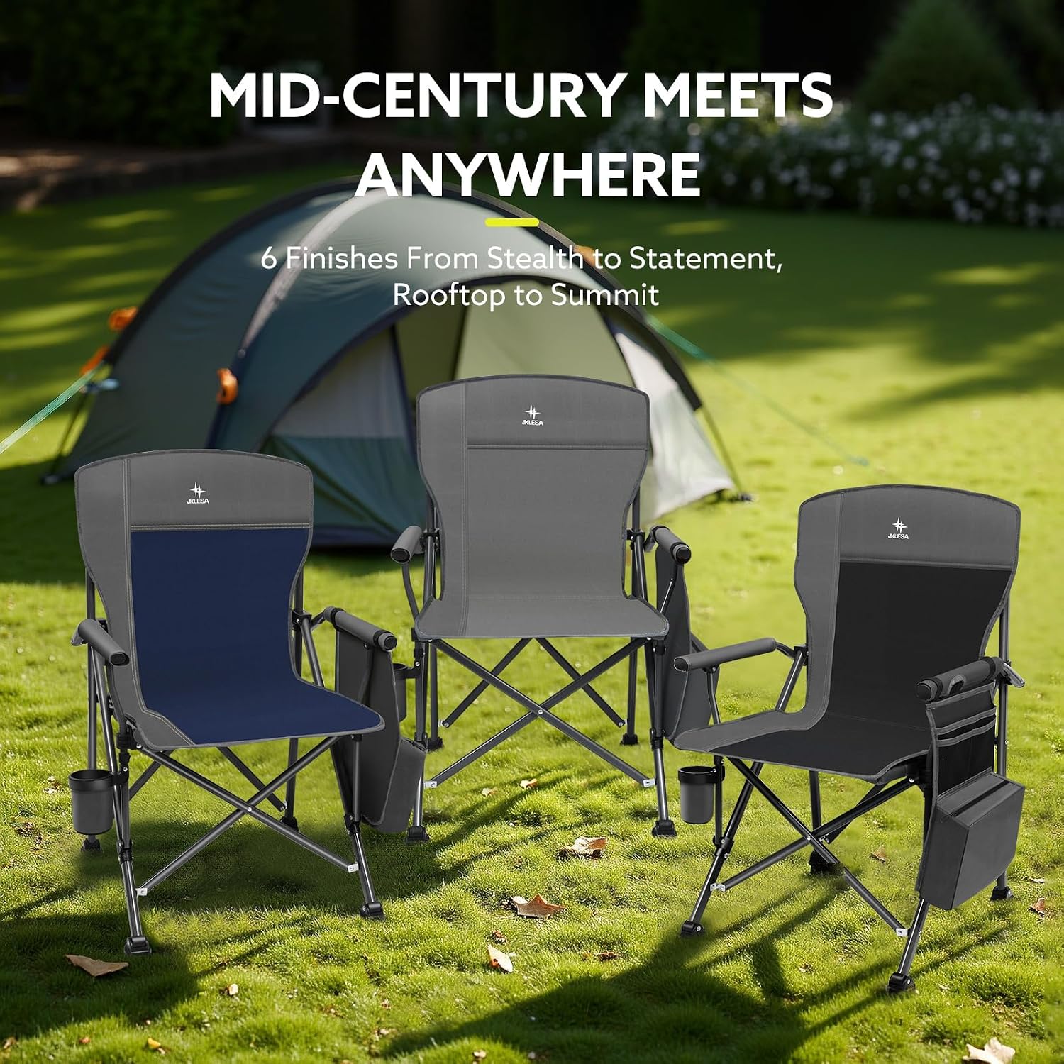 Oversized Camping Chair 400 lbs, Heavy Duty Folding Chair, Wide Seat