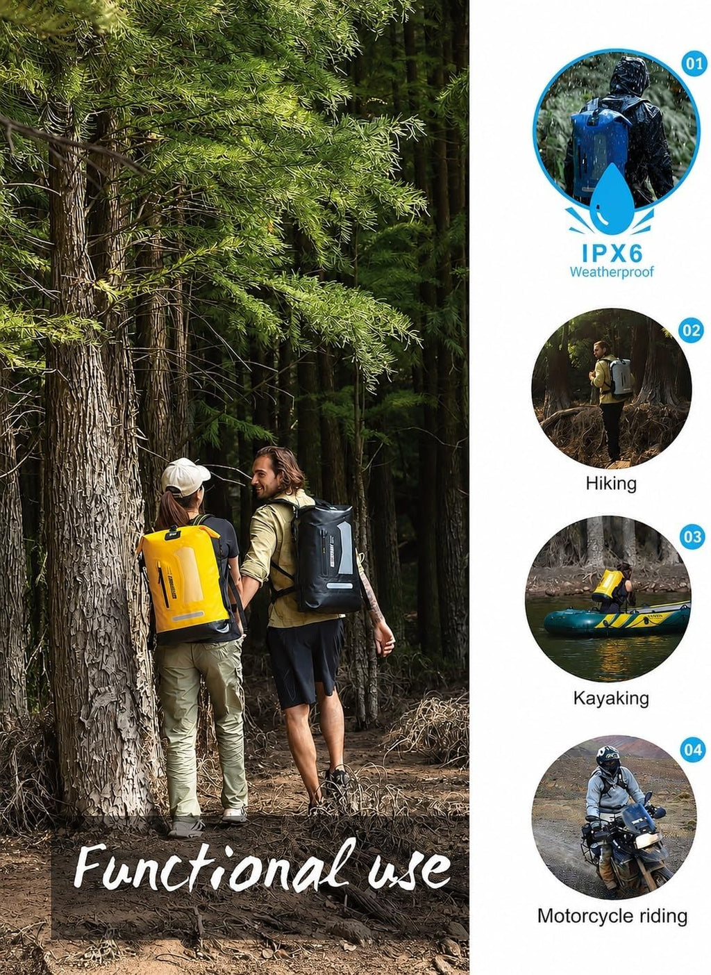 IDRYBAG Waterproof Backpack - 20L/30L/40L Floating Dry Bag for Men, Kayak