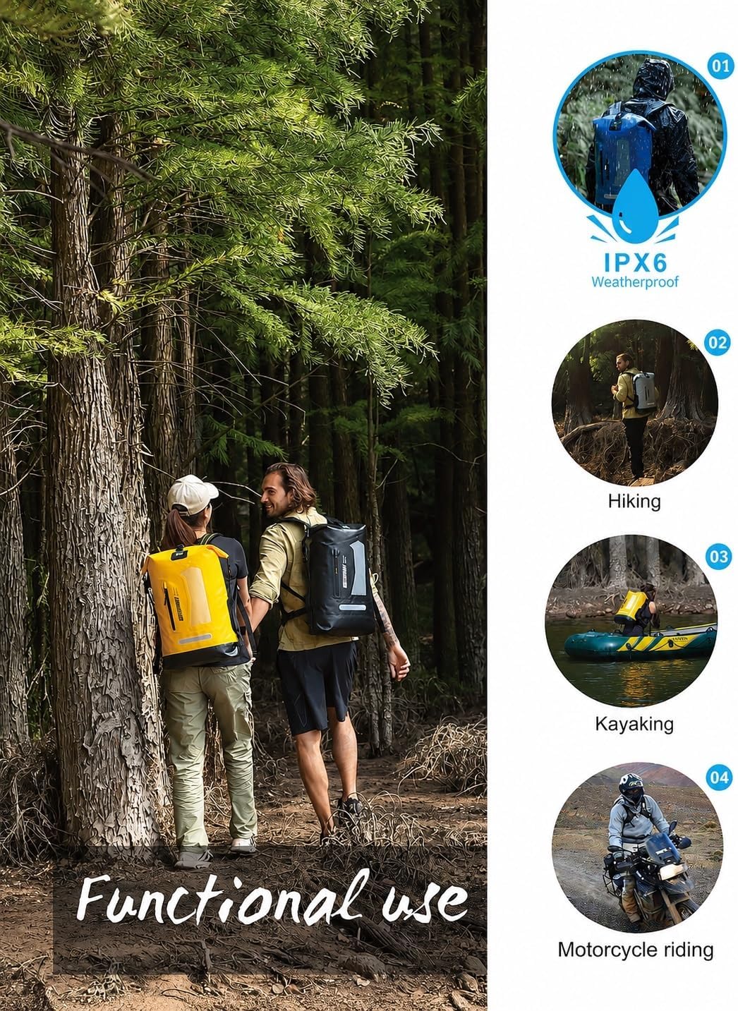 IDRYBAG Waterproof Backpack - 20L/30L/40L Floating Dry Bag for Men, Kayak