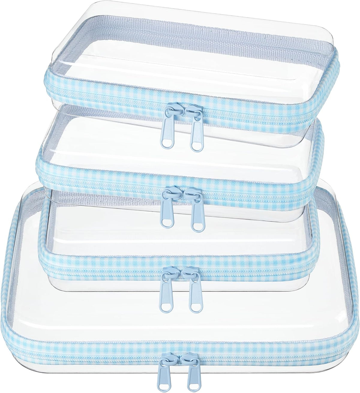 4 pcs Clear Zipper Pouches,Hard Shell Zipper Case, Toiletry Bag for Travel
