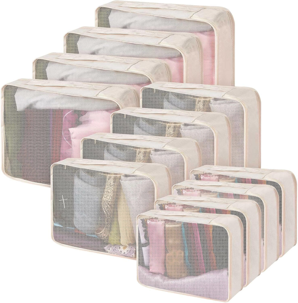 Silkfly 12 Pcs Packing Cubes for Travel,XL, L, M,Classic,Gray