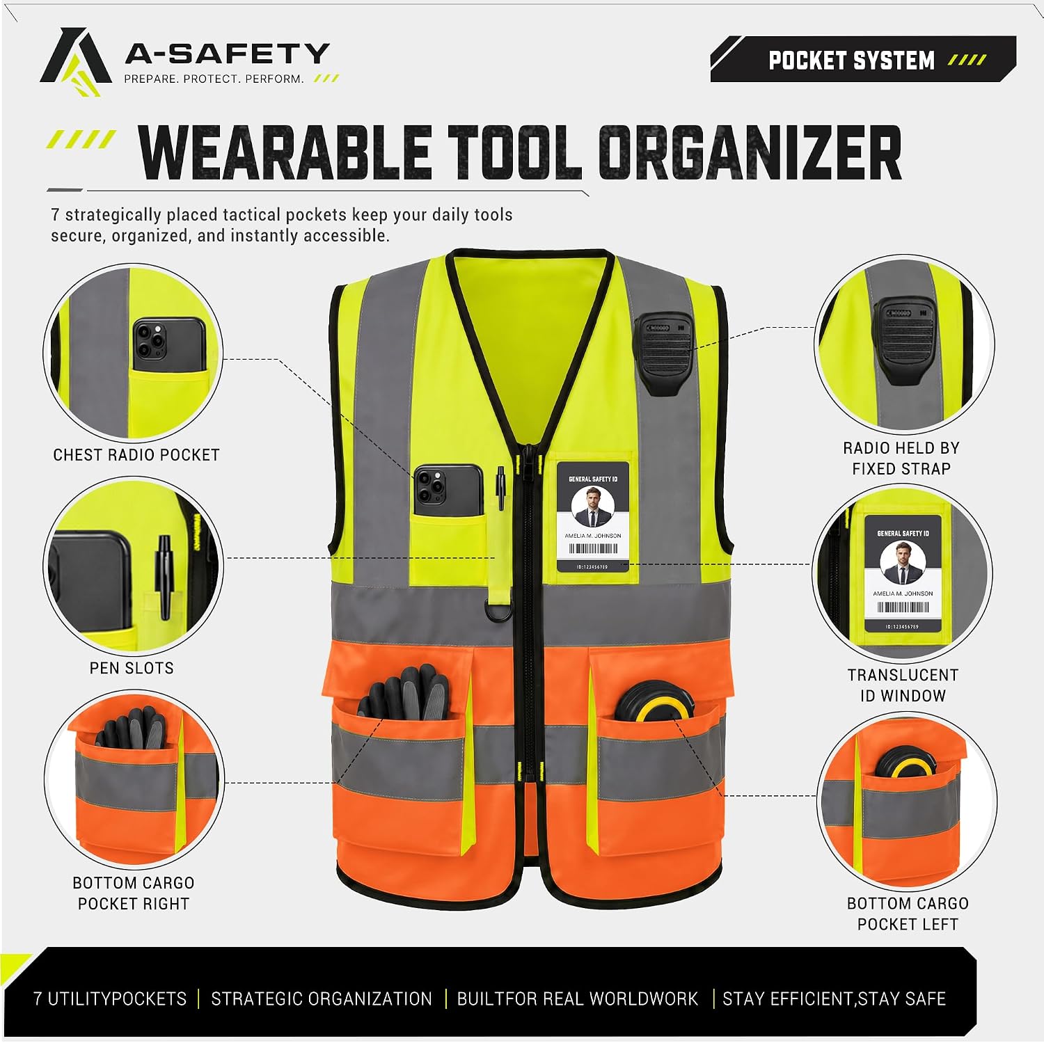 A-SAFETY High Visibility Reflective Safety Vest Customize Logo (XS-8XL)