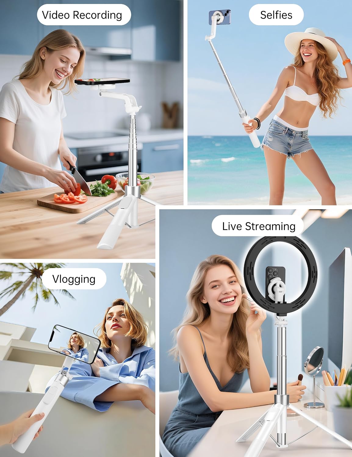 70" Magnetic Tripod for iPhone Magsafe, Extendable Selfie Stick Tripod