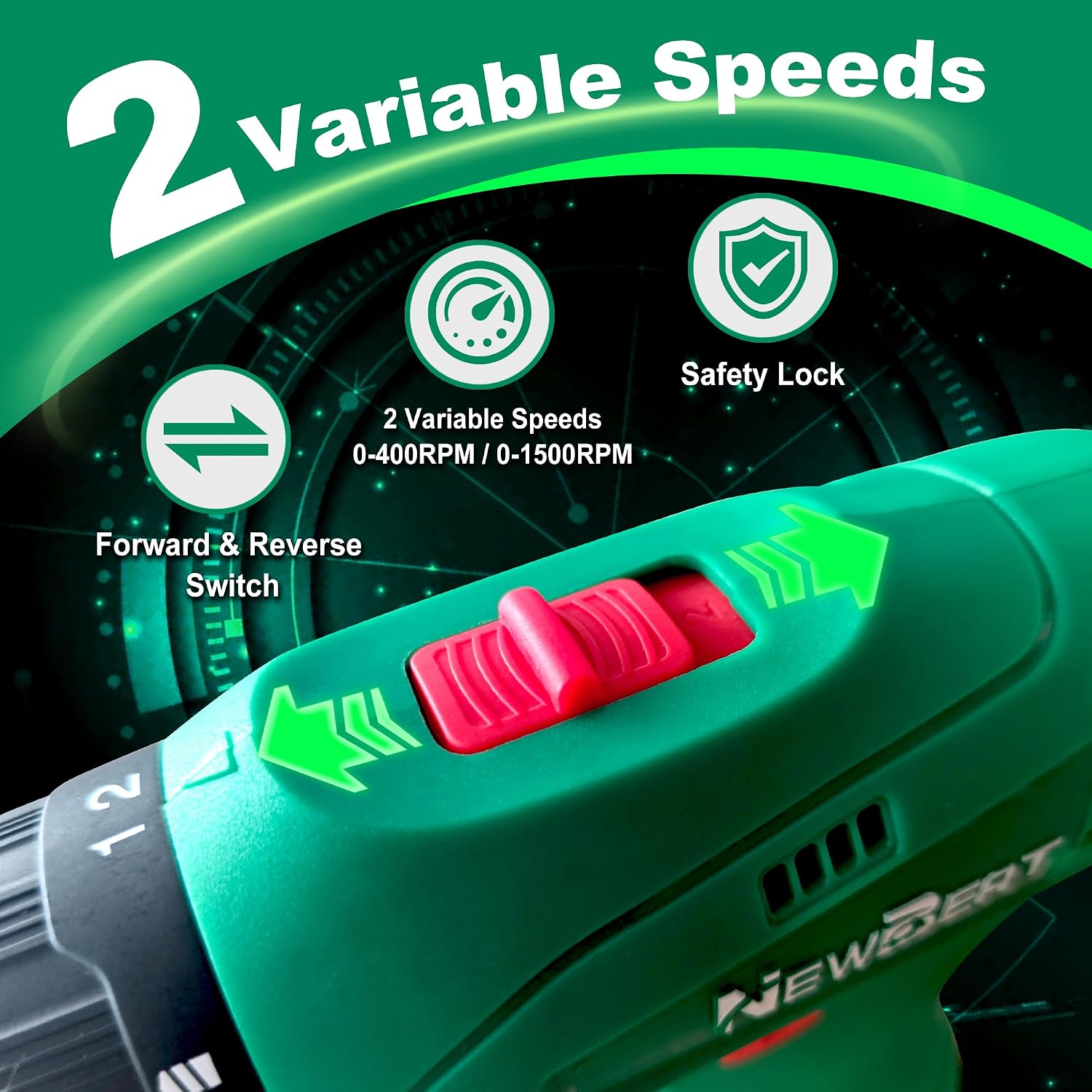 12V Cordless Drill Set with 2 Batteries for Home DIY
