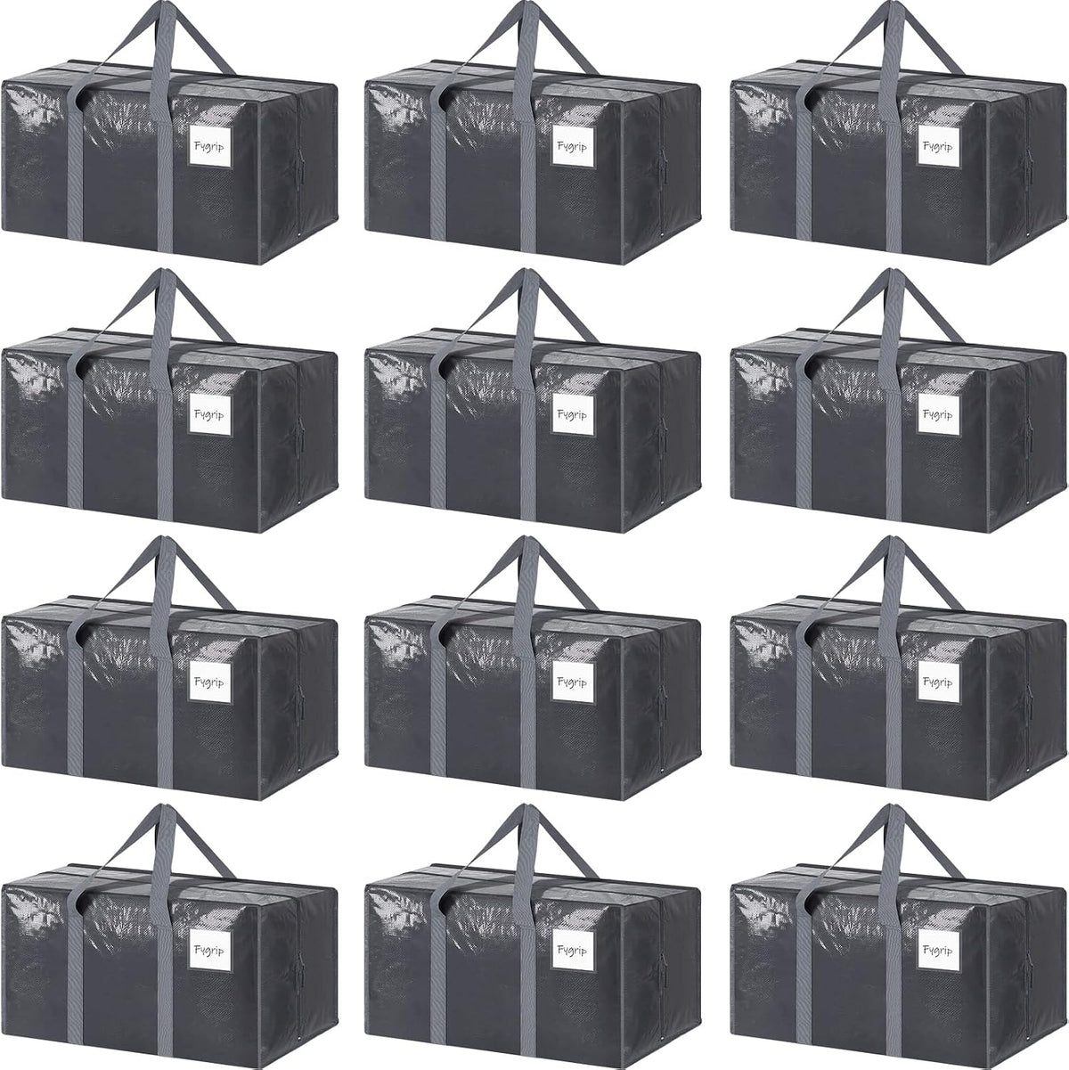 6 Pack Extra Heavy Duty Large Moving Bags with Strong Zipper, Gray