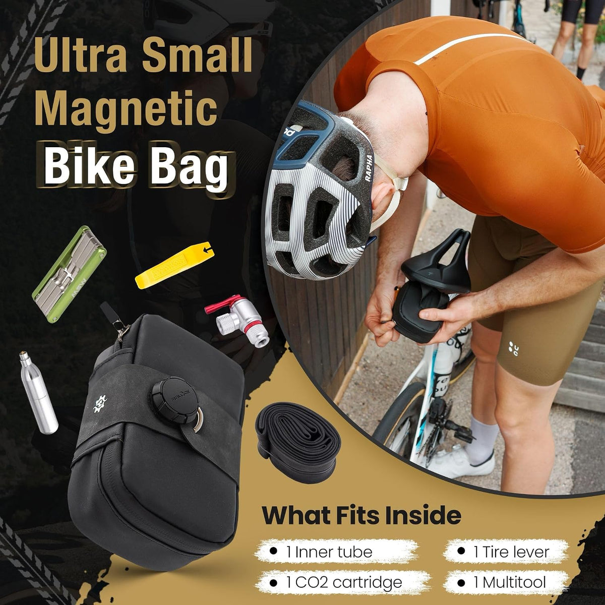 Lumiere & Co. Falcon Magnetic Small Saddle Bag (Black, Extra Small)