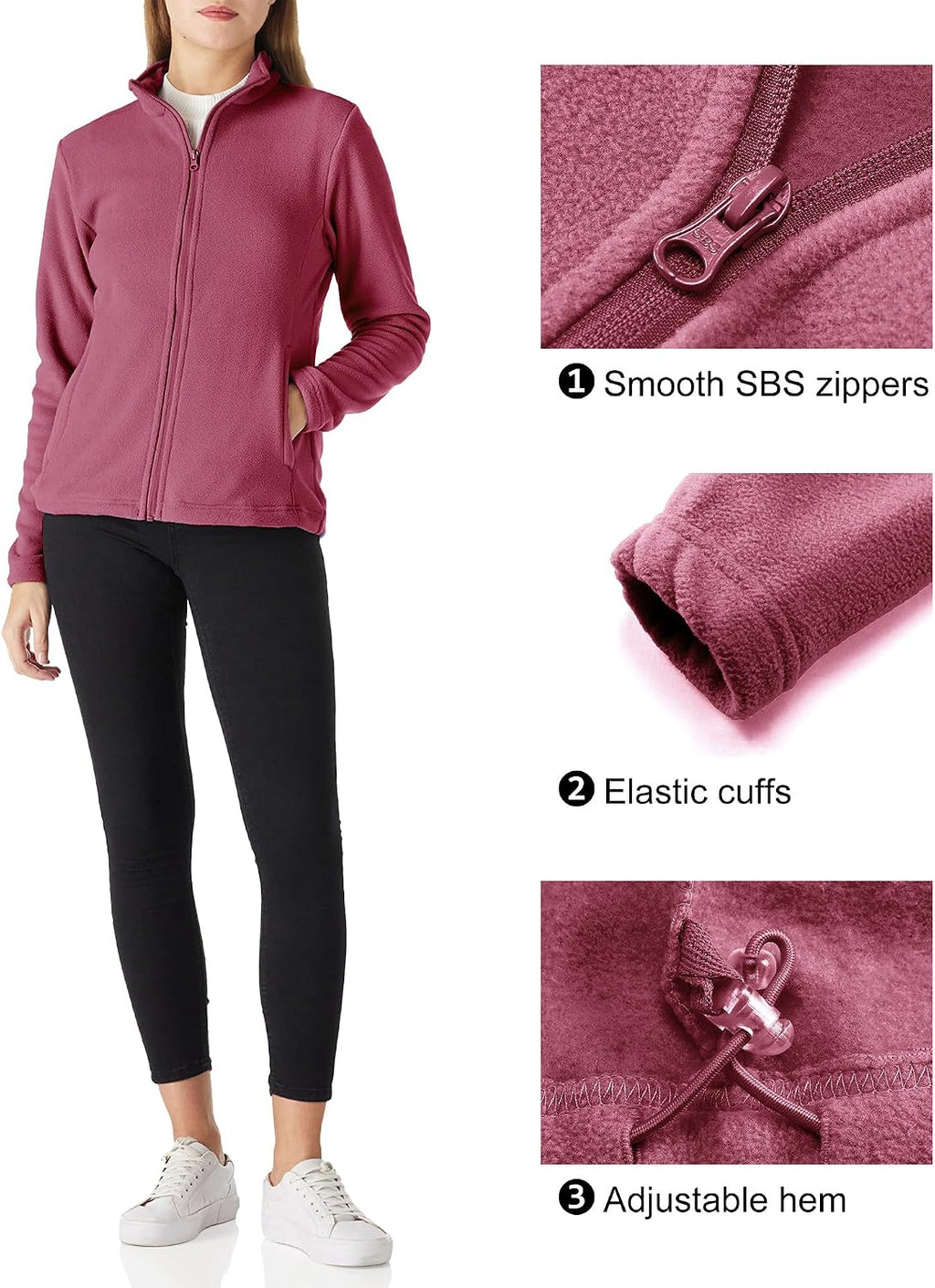 Outdoor Ventures Women's Lightweight Warm Polar Fleece Jacket Zip Up