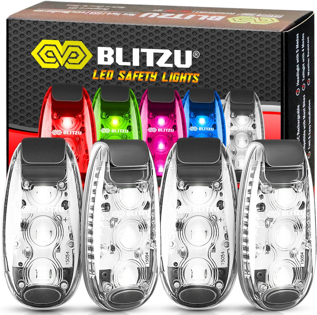 LED Safety Lights 4 Pack, Clip On High Visibility Strobe Light for Walk Run