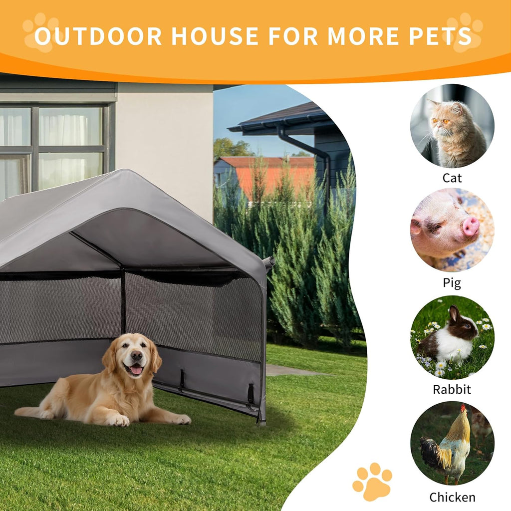 Extra Large Dog House Outdoor, 4'x4'x3.3' Dog Shade Shelter Canopy